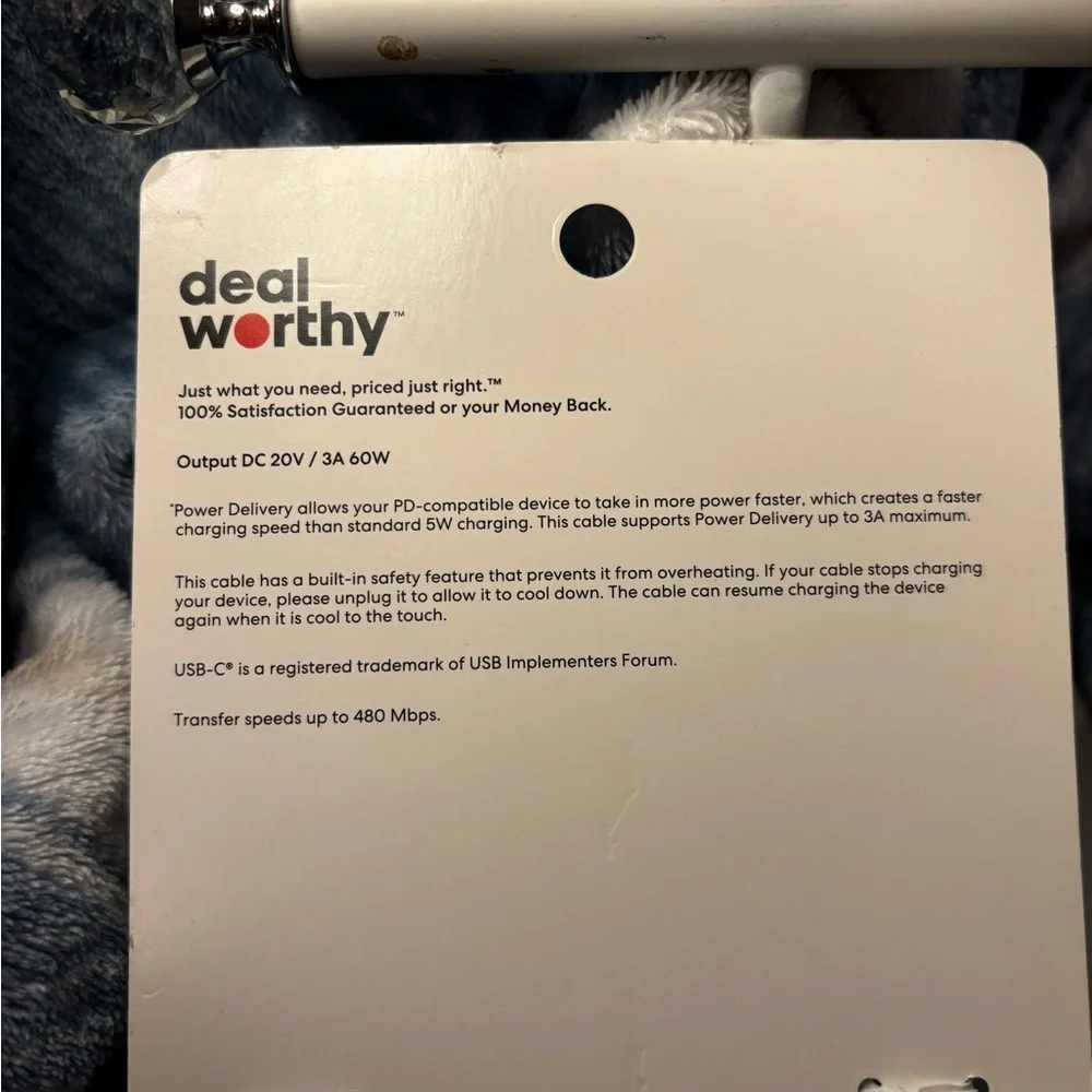 USB-C to USB-C Fast Charging Cable‎ - White